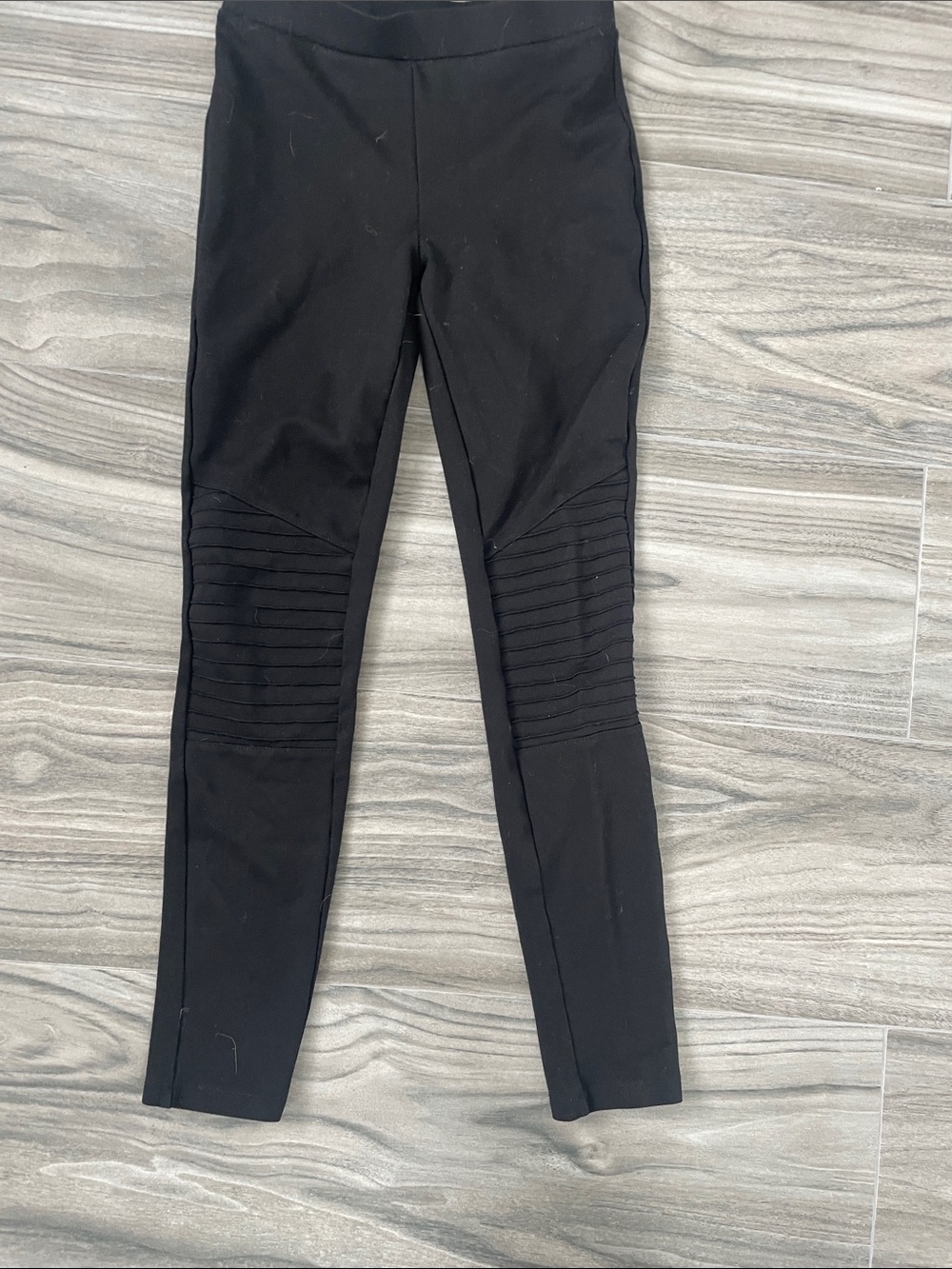 Mango Black Ribbed-Panel Leggings (tight)